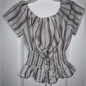 Michel EUC Striped Off-Shoulder Blouse